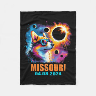 Totalt Solar Eclipse 2024 Missouri Corgi D Fleecefilt