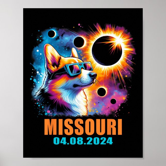Totalt Solar Eclipse 2024 Missouri Corgi D Poster (Framsidan)