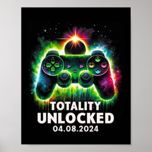 Totalt Solar Eclipse 2024 Video Game Colorful 1 Poster