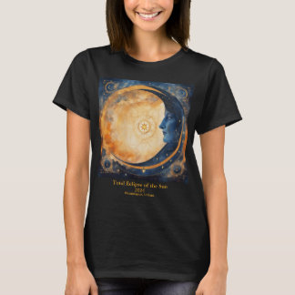 Totalt Solar Eclipse 2 Sides DITT Måne Ansikte T Shirt