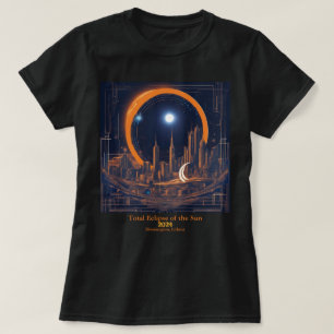 Totalt Solar Eclipse 2 Sides DITT Text Cityscape T Shirt