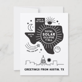 Totalt Solar Eclipse Austin Texas Greeting Card Tack Kort