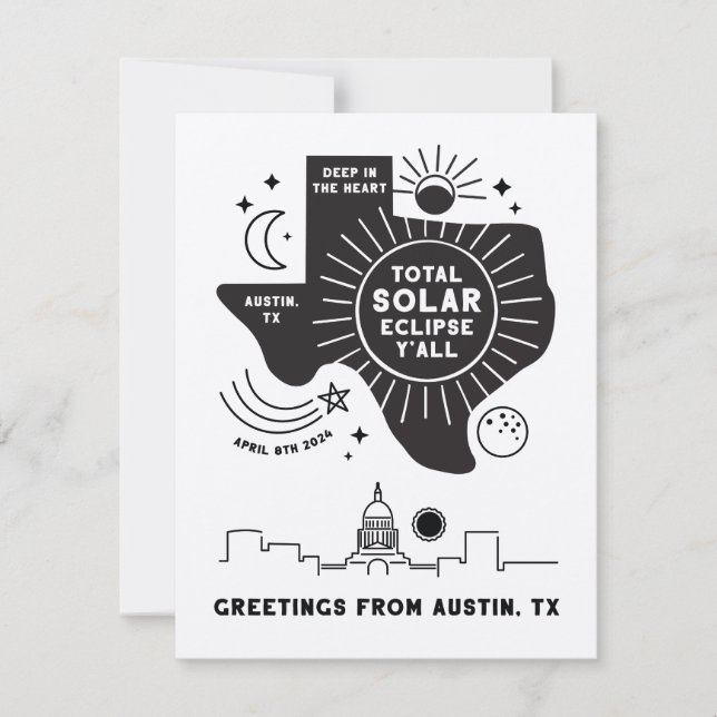 Totalt Solar Eclipse Austin Texas Greeting Card Tack Kort (Framsida)