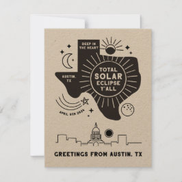 Totalt Solar Eclipse Austin Texas Greeting Card Tack Kort