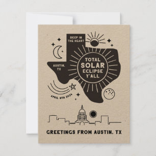 Totalt Solar Eclipse Austin Texas Greeting Card Tack Kort