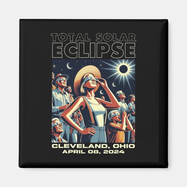 Totalt Solar Eclipse Cleveland Magnet (Framsidan)
