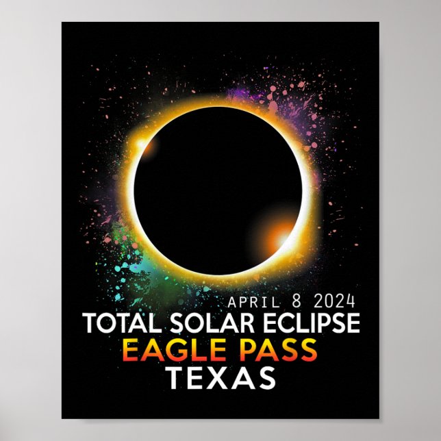 Totalt Solar Eclipse Eagle Pass Texas Apri Poster (Framsidan)