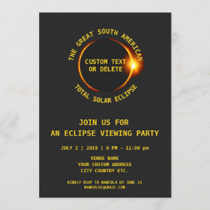 Totalt Solar Eclipse Party 7.2.2019 Sydamerika Inbjudningar