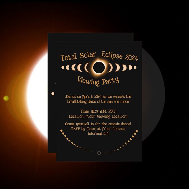 Totalt Solcellsklipp - 2024-anpassningsbarnas ante Anteckningskort (Total Eclipse Invitation: Witness the celestial ballet: the sun, the moon, and the cosmic dance)