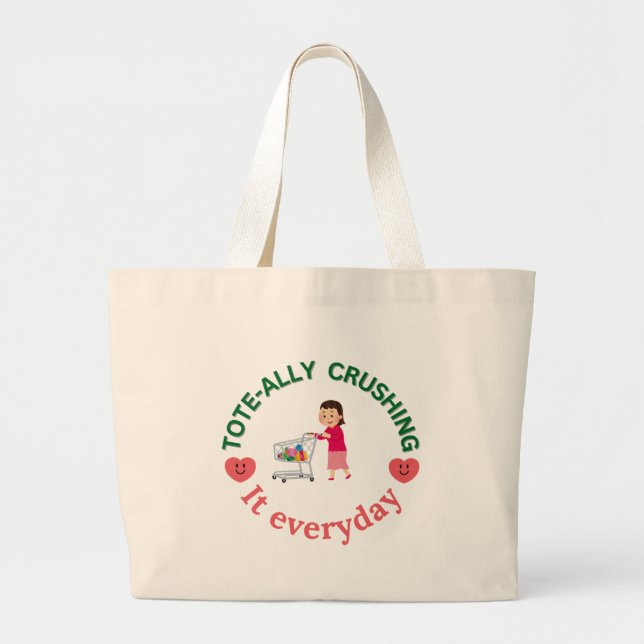 Tote-ally Crushing it - Motivational Tote Bag Jumbo Tygkasse (Framsidan)