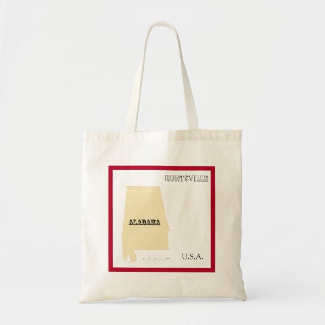 Tote Bag - Alabama State Map with City Tygkasse (Framsidan)