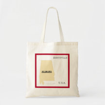 Tote Bag - Alabama Statskarta med Stad