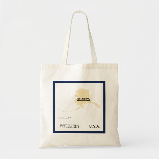 Tote Bag - Alaska State Map with City Tygkasse (Framsidan)