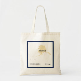 Tote Bag - Alaska Statskarta med Stad Tygkasse