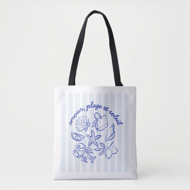 Tote Bag – Amour, Plage & Soleil Tygkasse (Framsida)