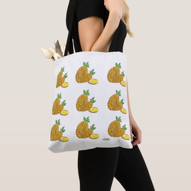 Tote Bag : Ananas  Tygkasse (Närbild)