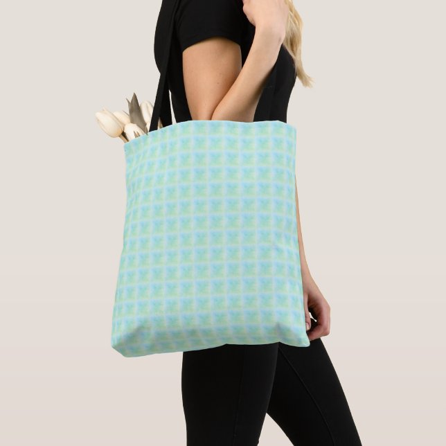 Tote Bag (ao) - Aqua Blue Mosiac Mönster Tygkasse (Närbild)