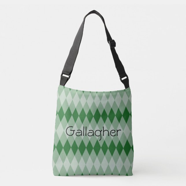 Tote Bag (ao) - Argyle Mönster med Namn Axelväska (Framsida)