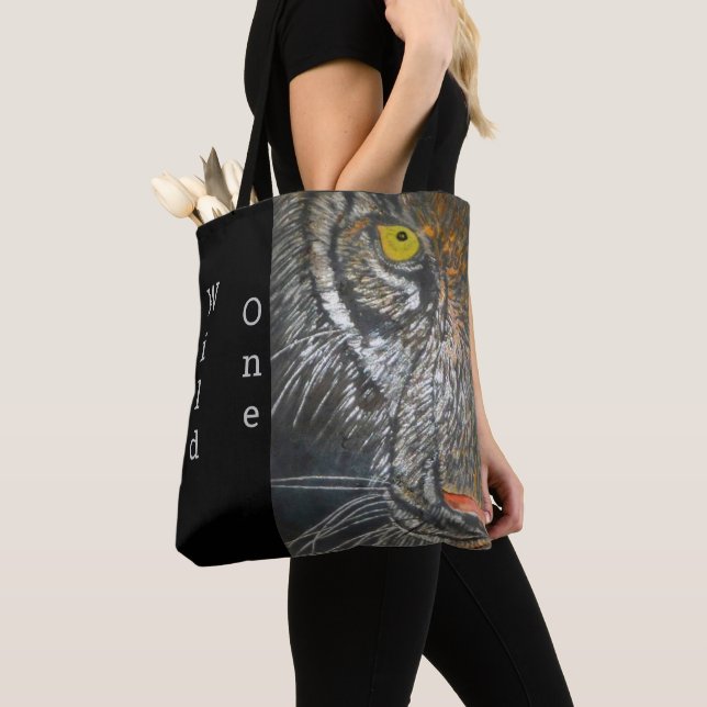 Tote Bag (ao) - Big Cat Porträtt Tygkasse (Närbild)