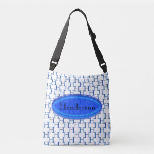 Tote Bag (ao) - Blå namnskylt och initial Axelväska
