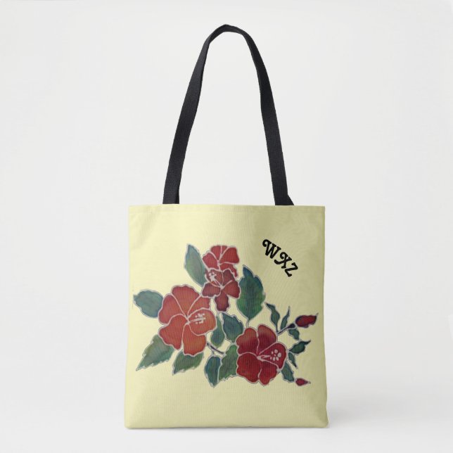 Tote Bag (ao) - Hibiscus Blommar och huvudstäder Tygkasse (Framsida)