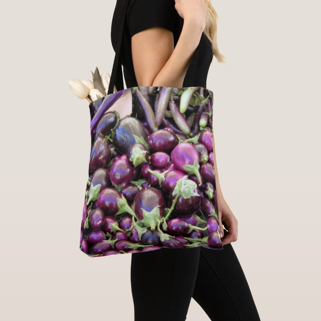Tote Bag (ao) - Lila Vegetables Tygkasse (Närbild)