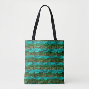 Tote Bag (ao) - Rader av Grönt Ripples Tygkasse