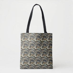 Tote Bag (ao) - Sticka Mönster i Blue, Brown, Whit Tygkasse