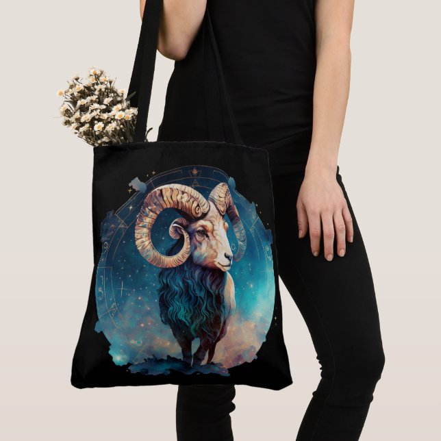 Tote Bag Aries Zodiac sign Tygkasse (Närbild)