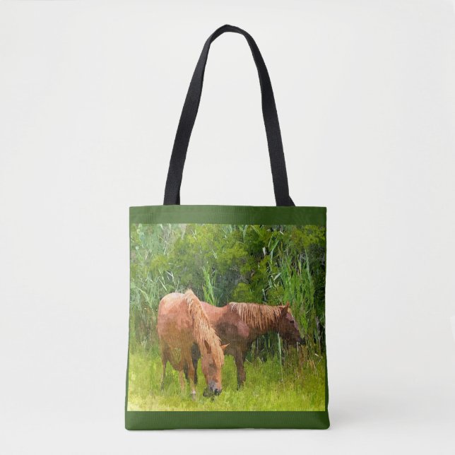 Tote Bag Assateague Ponies Tygkasse (Framsida)