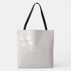 Tote Bag Beige Glamor Blommigt Tygkasse