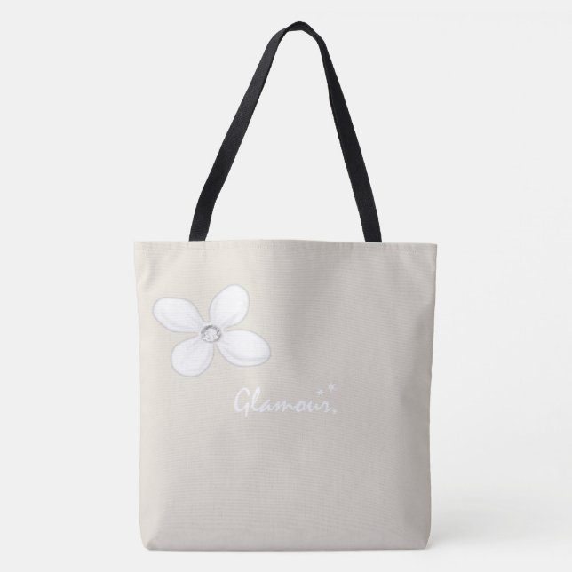 Tote Bag Beige Glamor Blommigt Tygkasse (Framsida)