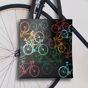 Tote Bag Bicycles . färgad bikes på svart Tygkasse