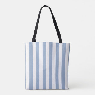 Tote Bag, blå och vit randig vertikal Tygkasse