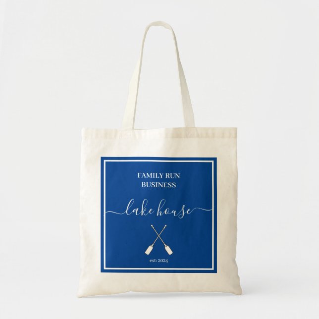 Tote Bag - Blå sjöhus Tygkasse (Framsidan)