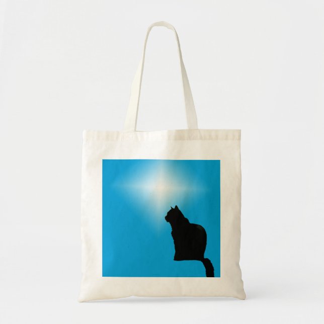 Tote Bag - Black Cat Silhouette och Star Tygkasse (Framsidan)