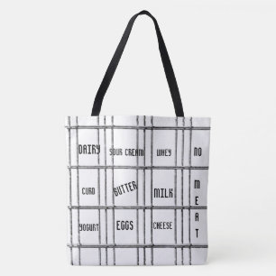 Tote Bag Black & White Dairy No Kött Tygkasse