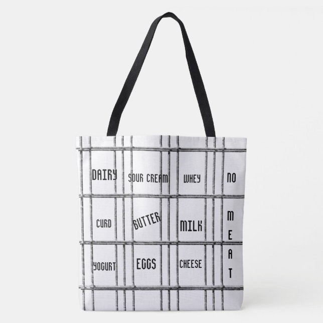 Tote Bag Black & White Dairy No Kött Tygkasse (Framsida)
