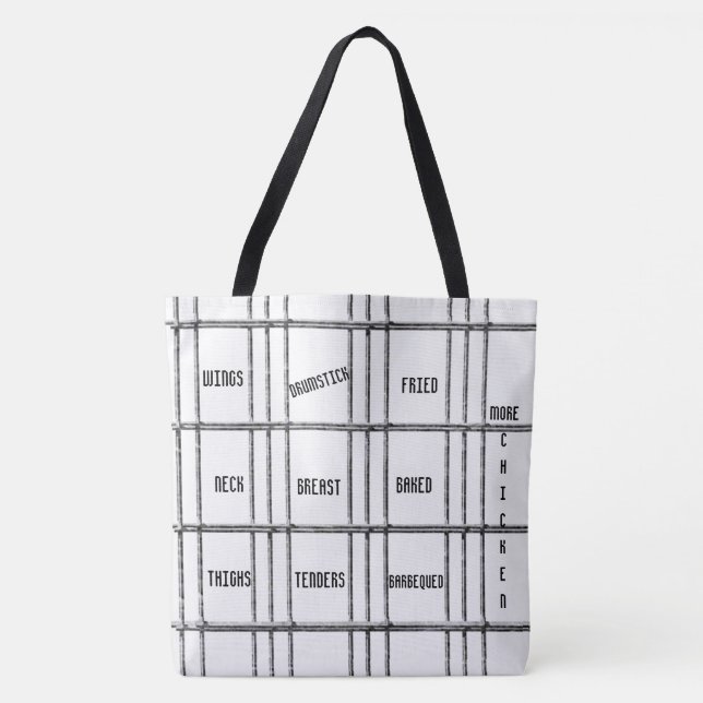 Tote Bag Black & White More Chicken Tygkasse (Framsida)