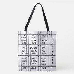 Tote Bag Black & White Vegetables Tygkasse