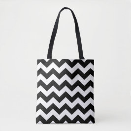 Tote Bag - Black & White Zigzag Tygkasse