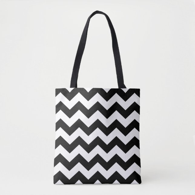 Tote Bag - Black & White Zigzag Tygkasse (Framsida)