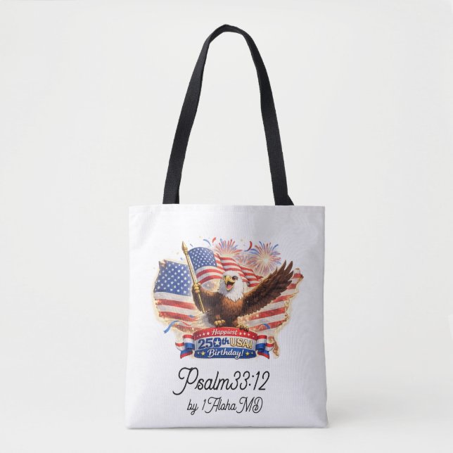 Tote bag  "Blessed Happiest 250th Birthday USA!" Tygkasse (Framsida)