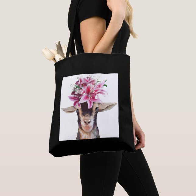 Tote Bag (blk) - Lily och Posey The Goats Tygkasse (Närbild)