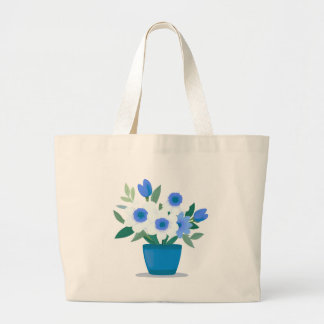 Tote Bag-Blue Flower Design Jumbo Tygkasse