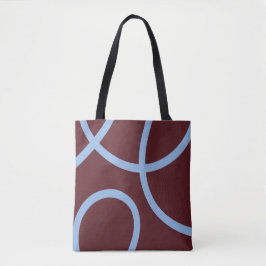 Tote Bag – Blue Lines on Burgundy Tygkasse