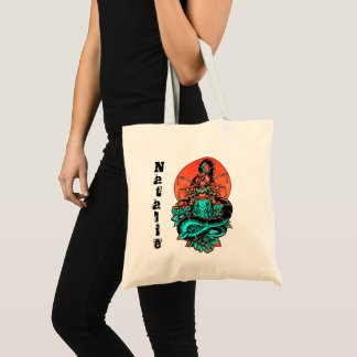 Tote Bag - bränd orange och teal geisha-illustrati Tygkasse