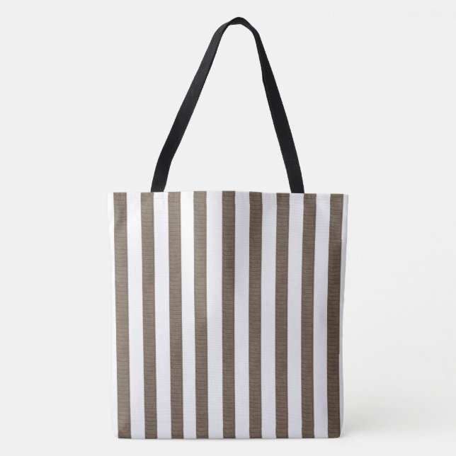 Tote Bag Brown & White Rand Tygkasse (Framsida)