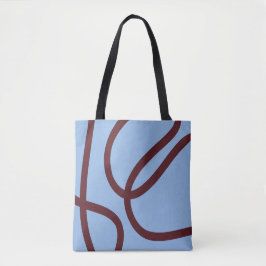 Tote Bag – Burgundy Lines on Blue Tygkasse