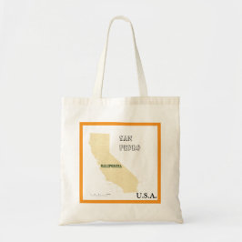 Tote Bag - California Map with City Name Tygkasse